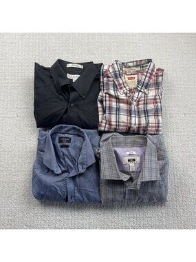 Bundle Lot x4 Button Up Dress Shirt Men Sz XL Levi's, Joseph Abboud + Preppy